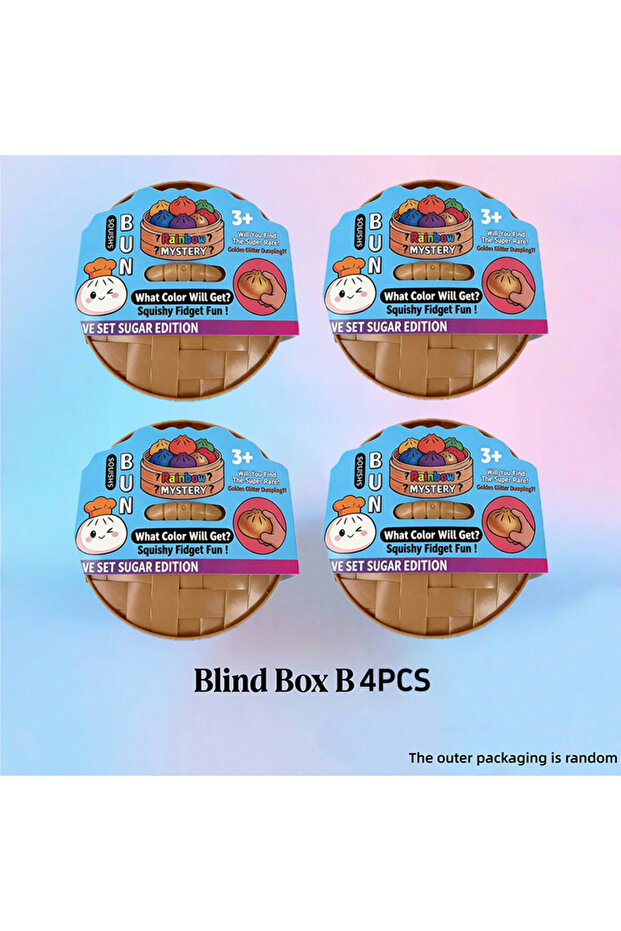 Random 4PCS Cute Bubble Blowing Bun Squishy Set Soft Stress Relief Squeeze Ball With Steamer Case Ka