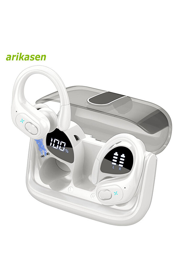 WHITE Bluetooth 5.3 Headphones 2024 Wireless Earbuds 75hrs Sport Bluetooth Earphone with Noise Cance