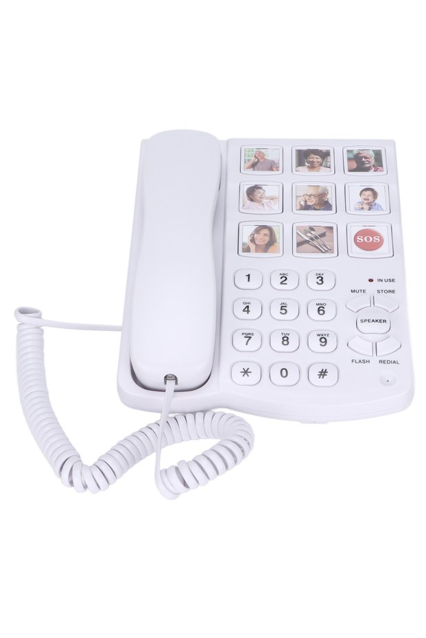 WHITE LD‑858HF Big Button Telephone Amplified Photo Memory Corded Landline for Seniors Elderly