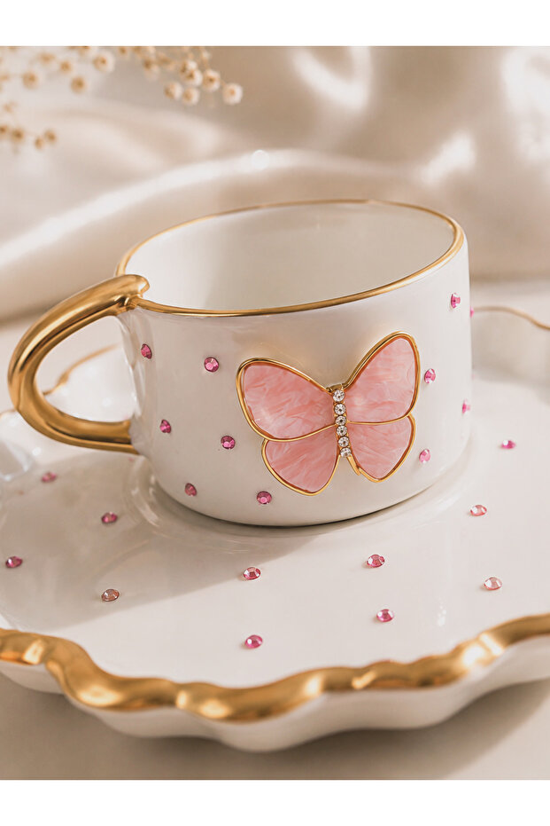 Pink Pearl Luxury Single Turkish Coffee Cup – Premium Presentation Set with Gold Detail