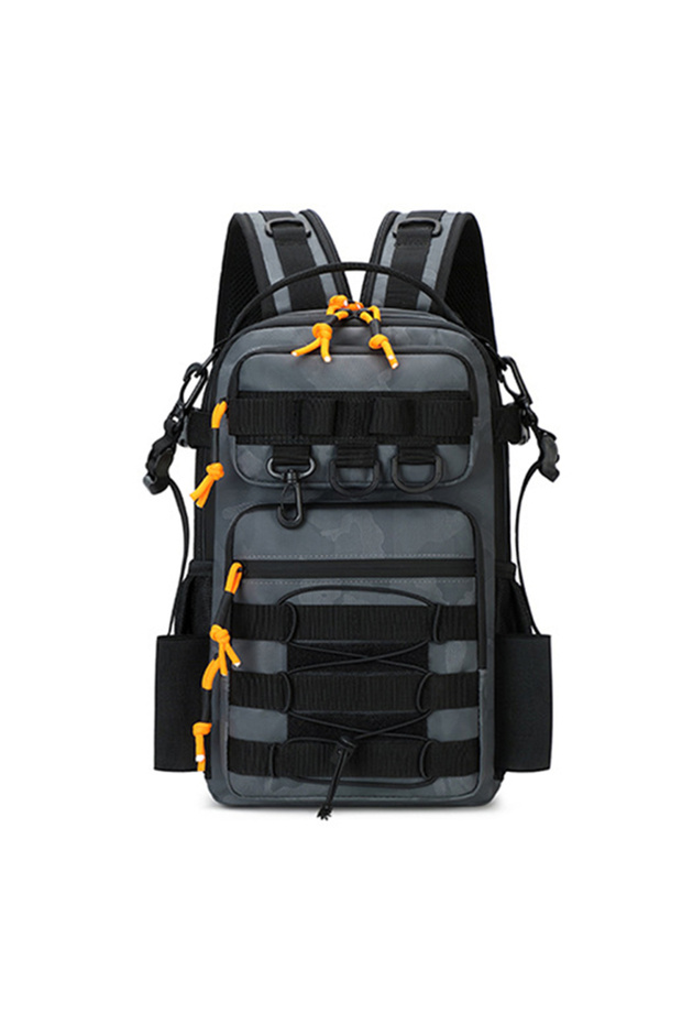 Gray Fishing Lure Tactical Camping Backpack Outdoor Sports Bag Hiking Molle Tackle Bag with Rod Hold