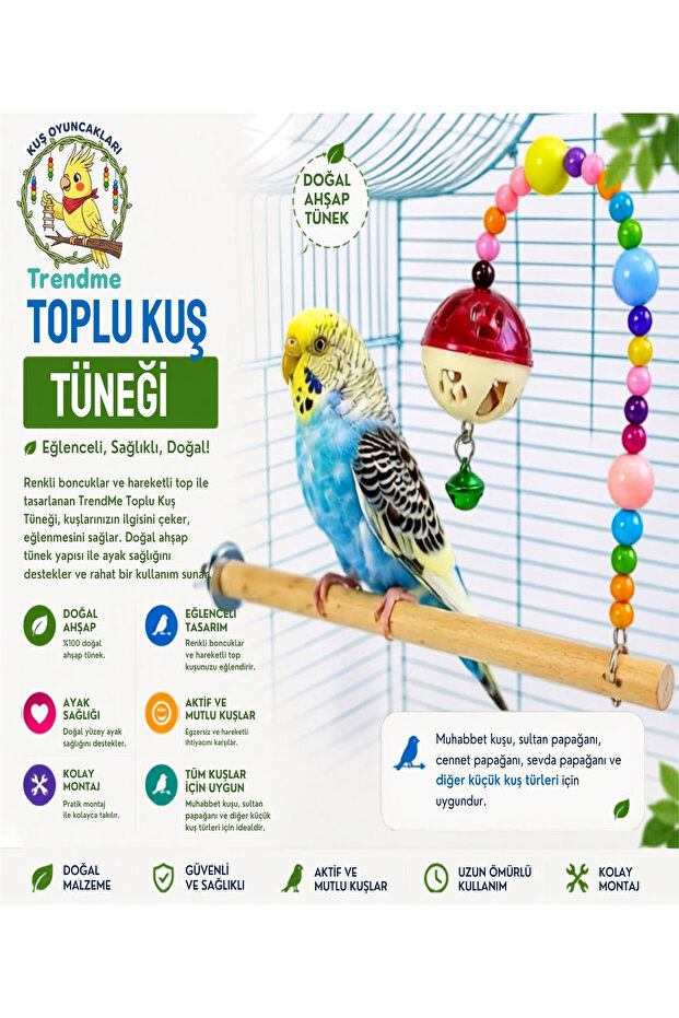 Trendme Bell Beaded Bulk Bird Perch Toy Talk, Finch Etc.
