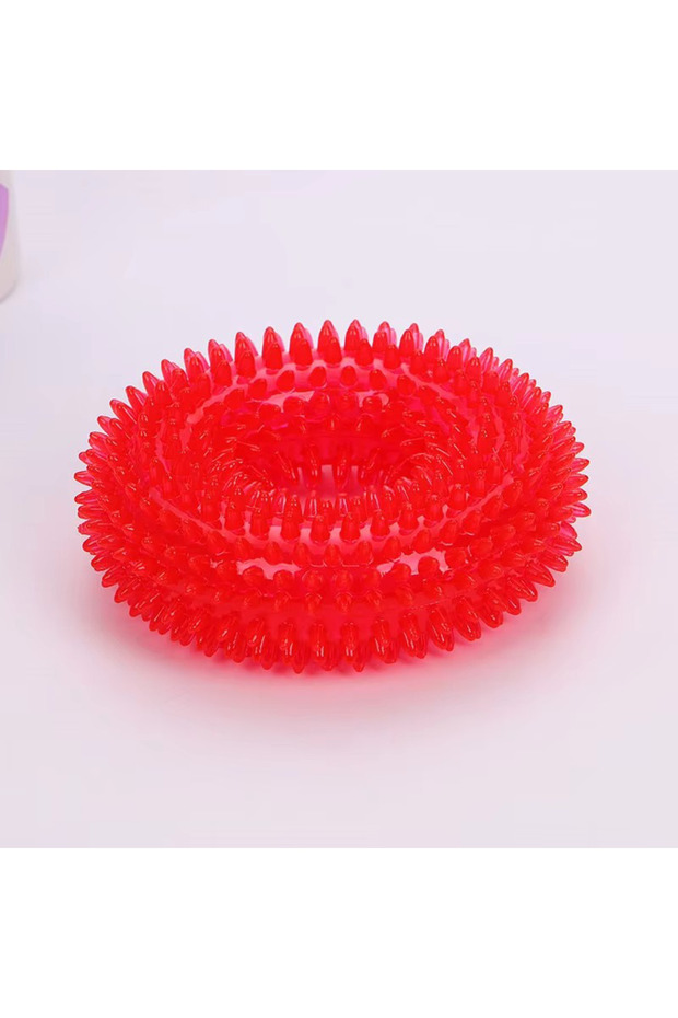 Red Dog Chew Toy Durable Squeaky Thorn Ring Interactive Sound Training Natural TPR Teeth Clean...