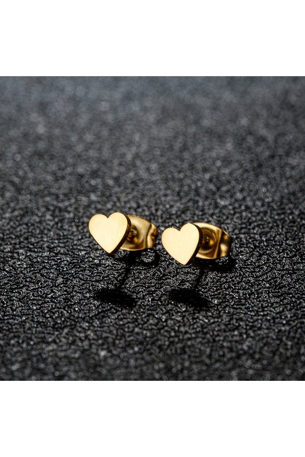 Gold-color 1 Pair Stainless Steel Earrings Trend Korean Sweet Heart Fashion Stud Earrings For Women