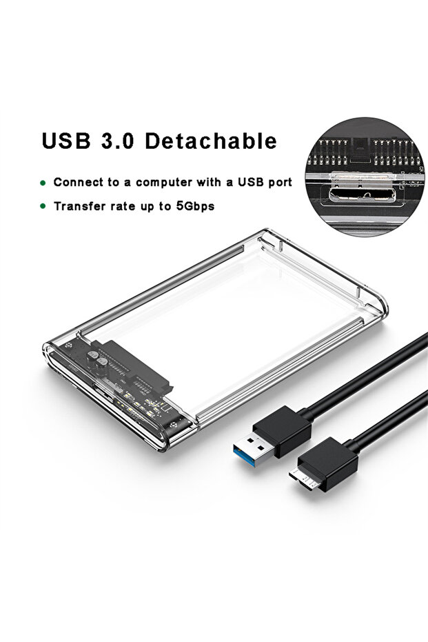 علبة قرص صلب USB 3.0 إلى type c مقاس 2.5 بوصة، علبة قرص صلب SATA SSD مع سرعة نقل تصل إلى 5 جيجابت في الثانية.