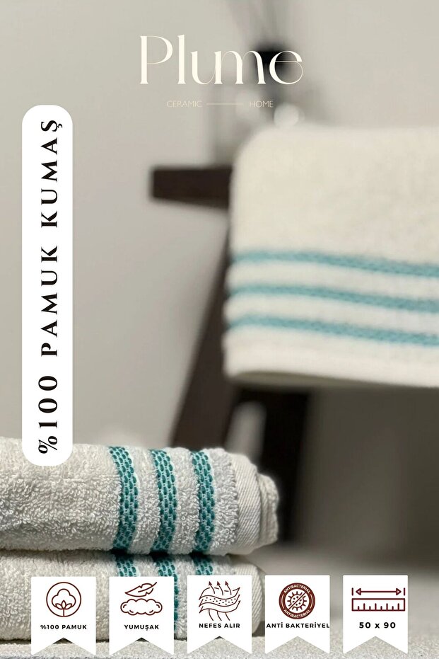 Set of 2 Premium Bordered Dowry Towels 100% Cotton Beige Anthracite Hand and Face Towel Set 50X80