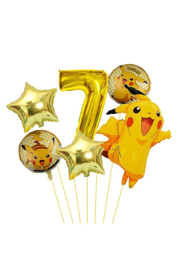 1pack 7 6pcs Pokemon Monster Set Series Balloon Set Pikachu Children's Birthday Toy Decoration Alumi