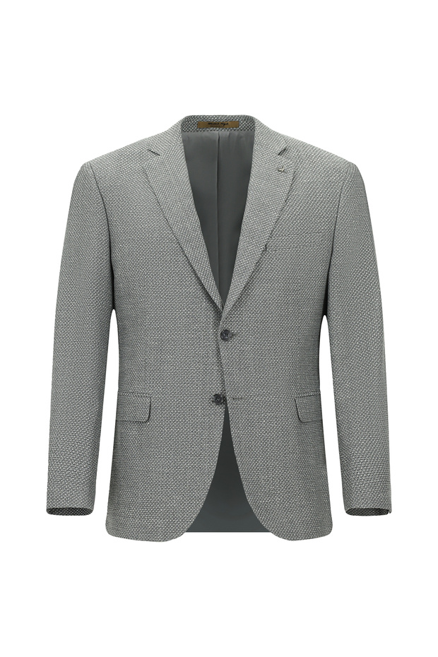 6 Drop Regular Fit Standard Cut Wool Patterned Silk Blend Jacket