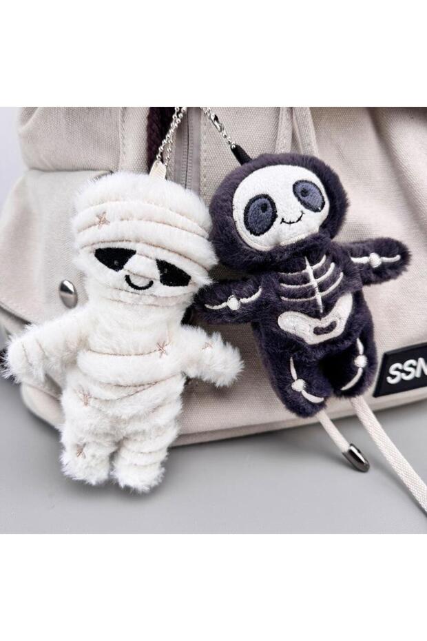 A3 2Pcs 1/2pcs Halloween Funny Skull Mummy Plush Toy Creative Stuffed Doll Keychain Bag Pendant Key