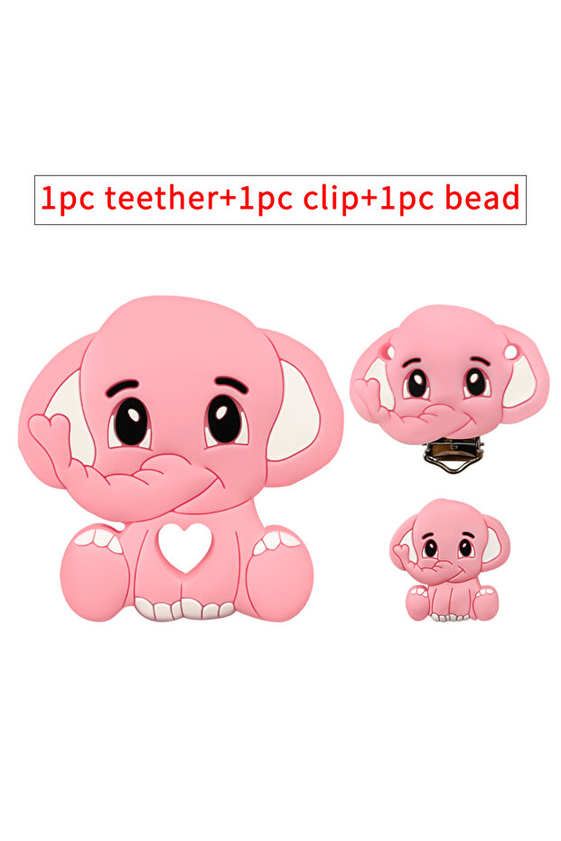 3pcs 3pcs/set Silicone Cartoon Animal Figure Teether Beads and Clips Baby Teether Pacifier Chain Acc
