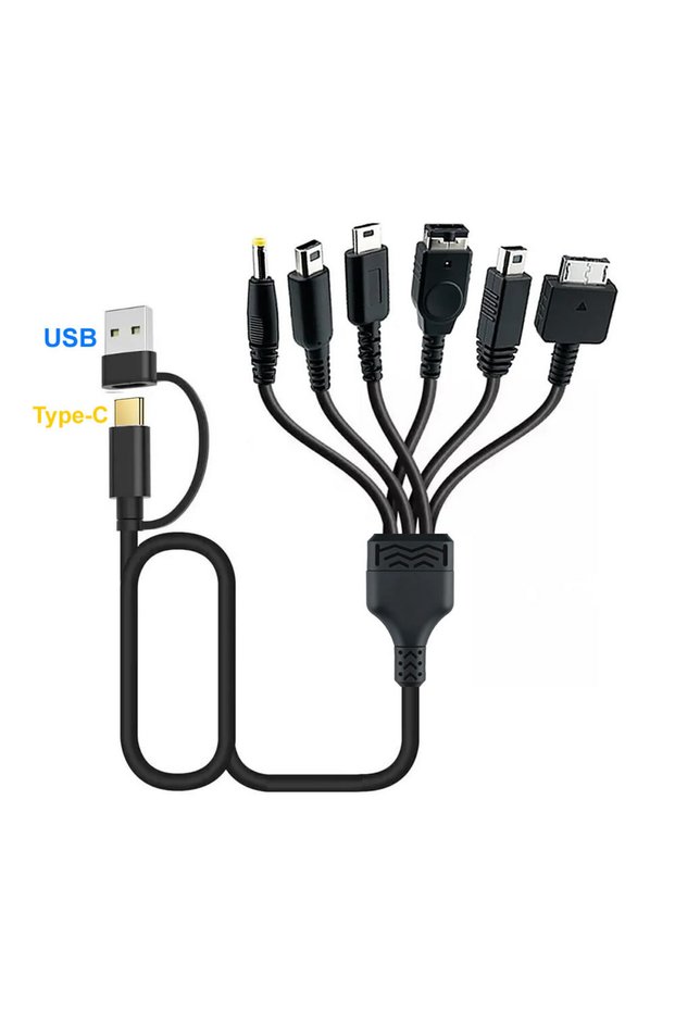 A C 2in1 to 6-120cm 5 6 in 1 USB C Type C PD Charging Cord for NDS Lite / Wii U / New 3DS XL LL /2DS