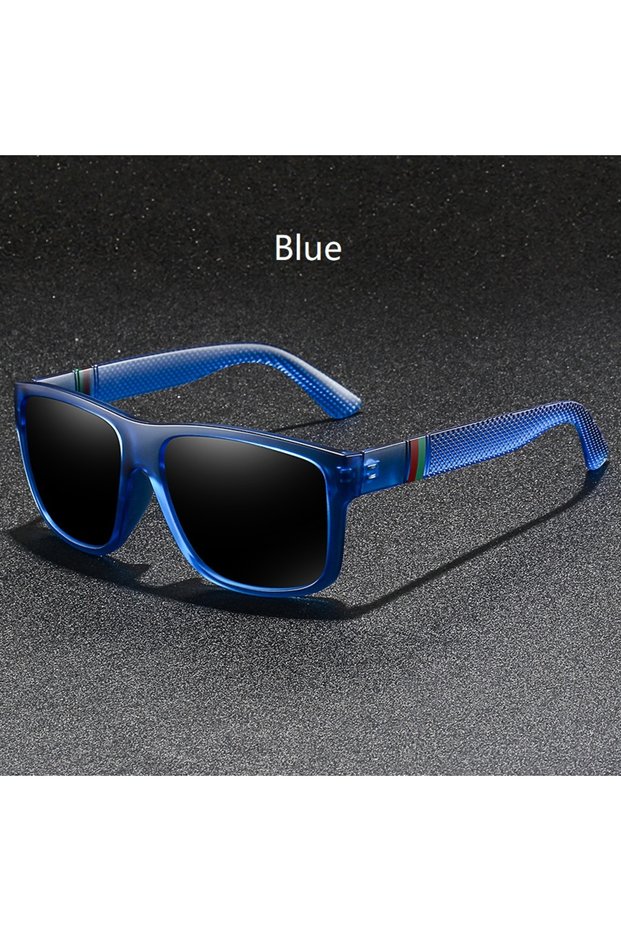Blue Fashion Vintage Check Pattern Square Sunglasses Men Women Fishing Driving Eyewear Man Luxury Br