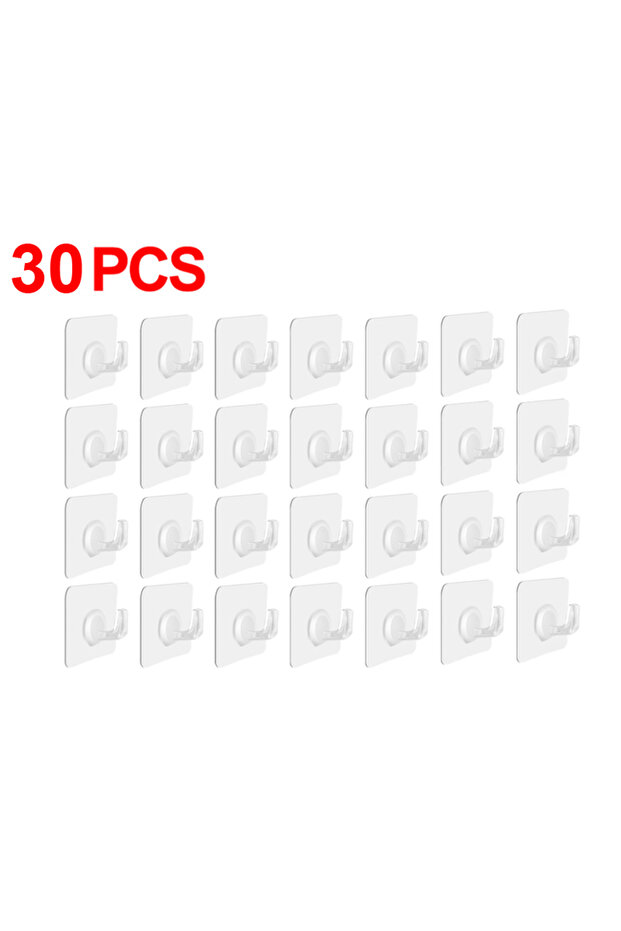 D03-30PCS 5/10/20 قطعة خطاف ذاتي اللصق شفاف للباب والجدار، رف حمل للأطفال والأحمال الثقيلة للمطبخ والحمام