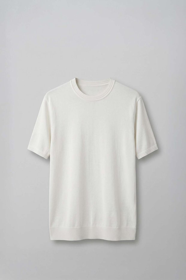 Men's Slim Fit Crew Neck Knitwear T-Shirt Ecru