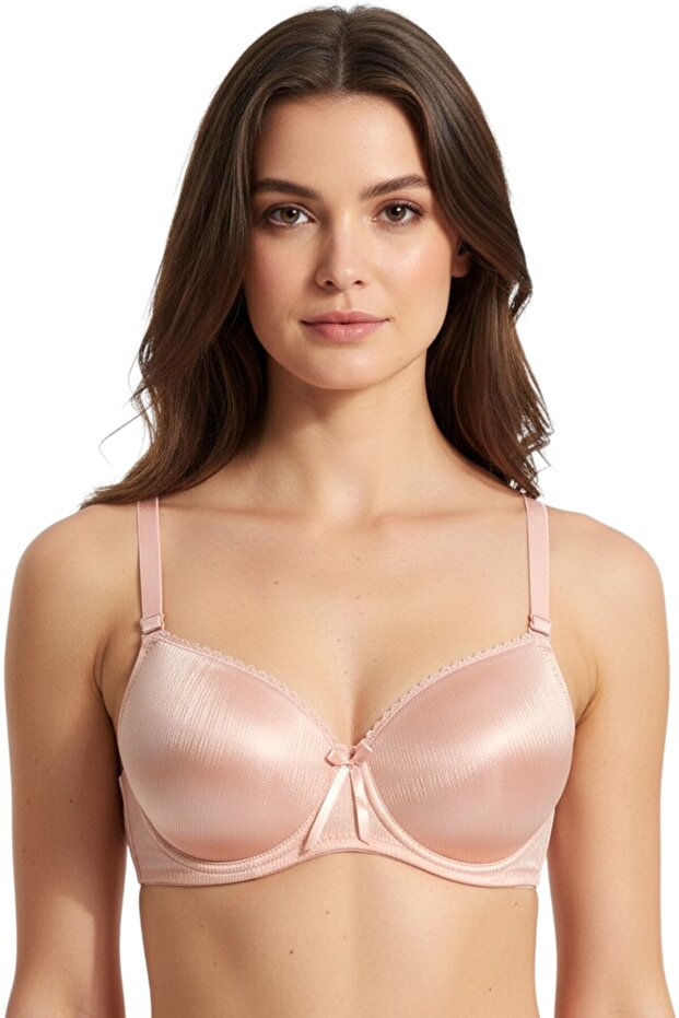 Women's Powder Shimmering Textured Ribbon Supported Bra