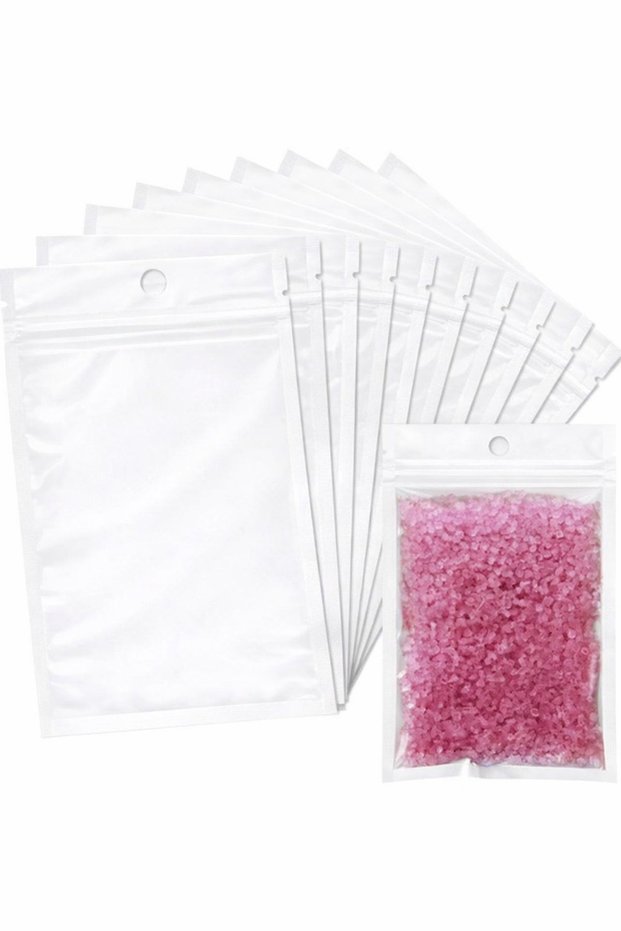 100 Pcs Ziplock Food Storage White and Clear Window Waterproof Candy Etc Food Packaging 8X13