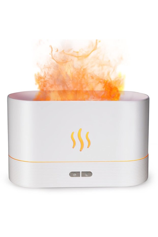 Diffuser, Air Humidifier with Flame Design, White