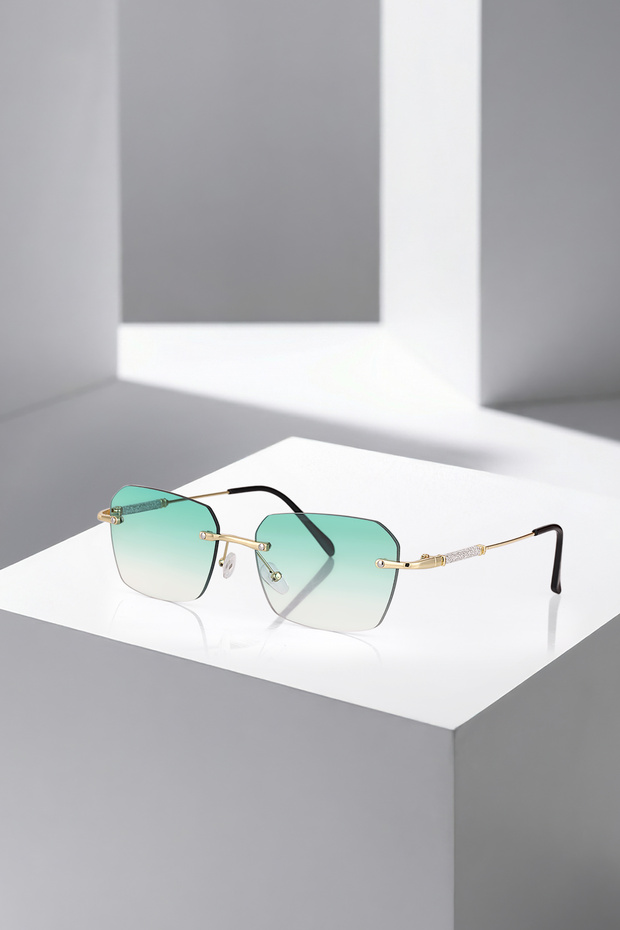 Women's Sunglasses with Uv400 Protection Green Gold Black Silver Color Plg-2124C3