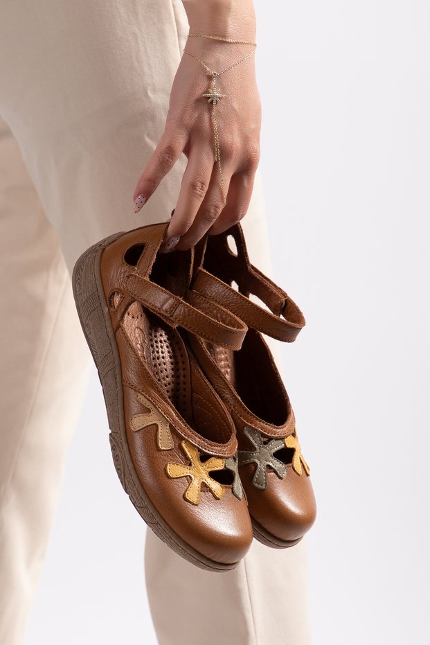 Genuine Leather Soft Sole Women's Brown Casual Shoes