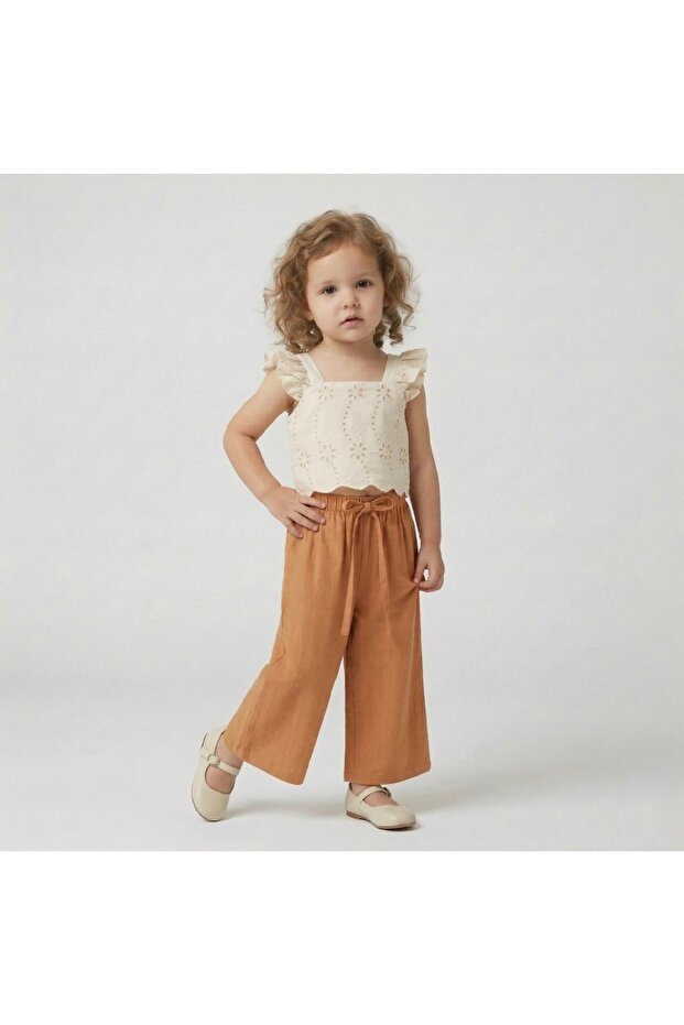 Fisto Blazer Linen Pants Girls' Top and Bottom Set