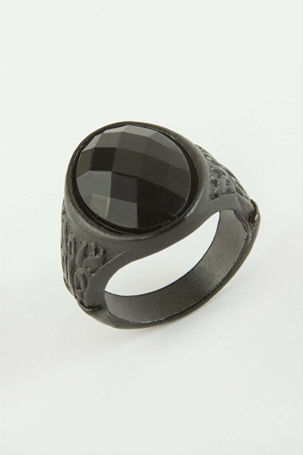 Stone-Encrusted Metal Men's Ring