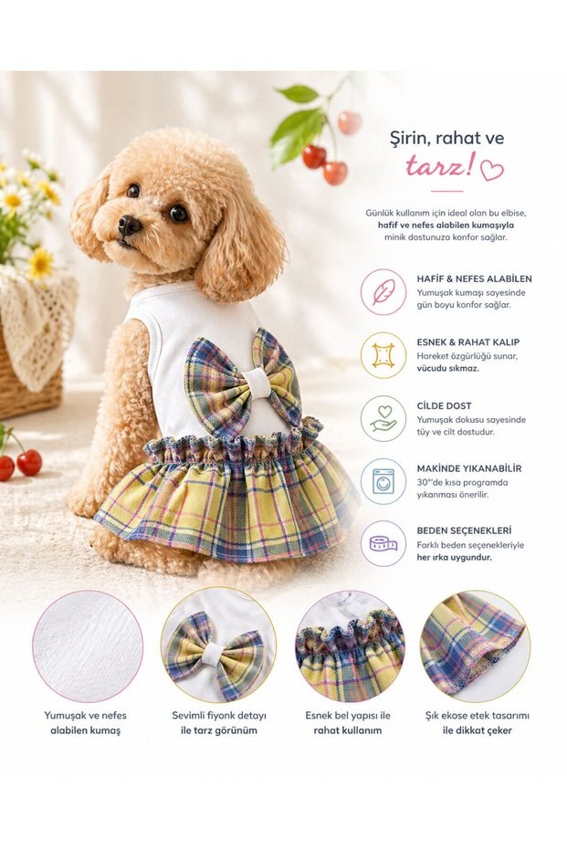 Small Breed Yellow College Mini Dog Dress Cat Dress Cat Outfit (1-10kg)