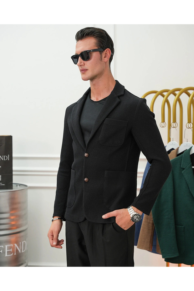 Honeycomb Knitted Pocket Jacket - 5