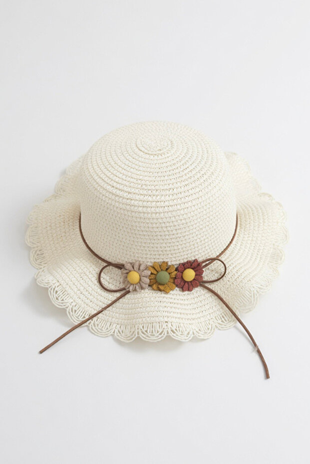 Girl's White Daisy Accessory Summer Straw Fedora | Gift Hat Suitable for Daily and Beach Use