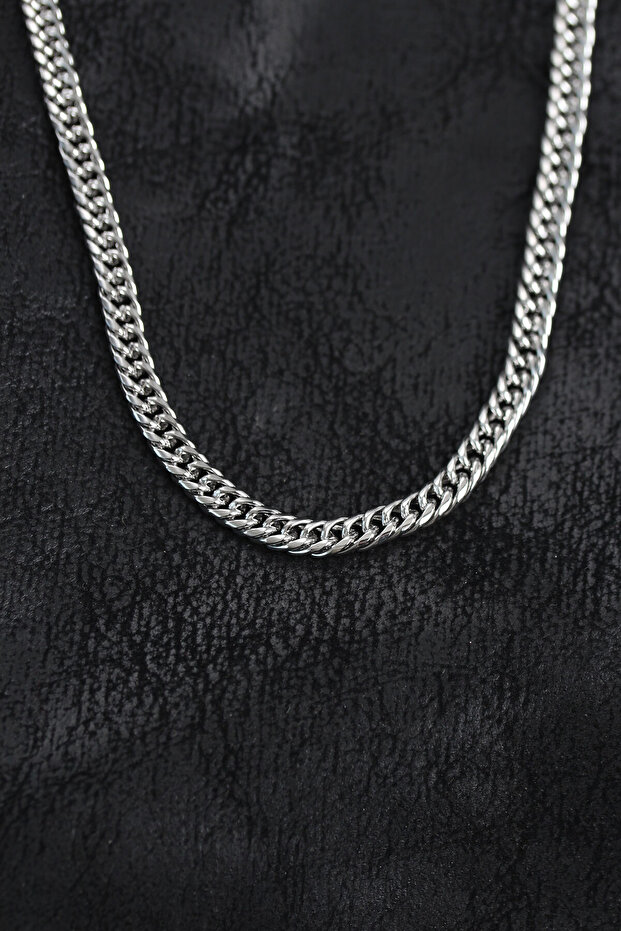 316L Steel Silver Color Curb Model Chain Men's Necklace -
