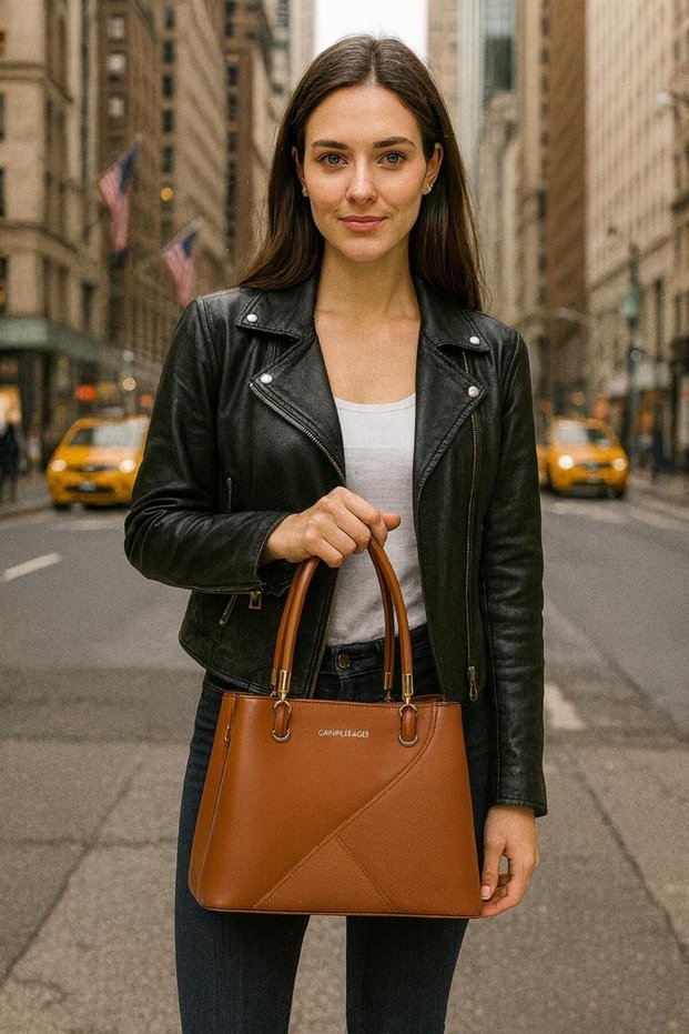 Leather Handbag for Women – Medium Size Elegant Tote Bag, Shoulder Bag, Office & Daily Use Ladies Bag