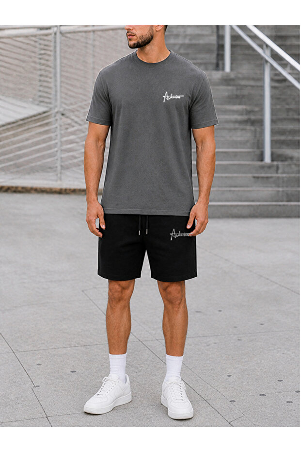 Unisex Actions Daze Two-Piece Summer Black and White Shorts Set