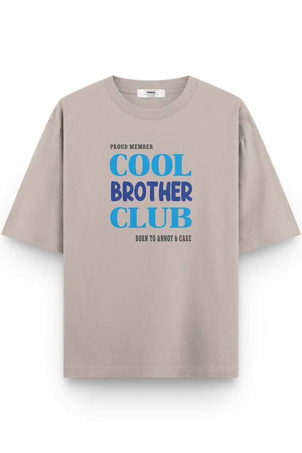Cool Brother Abi Written Semi Oversize T-Shirt Baby Shower Stone Color T-Shirt Party Tshirt 1419