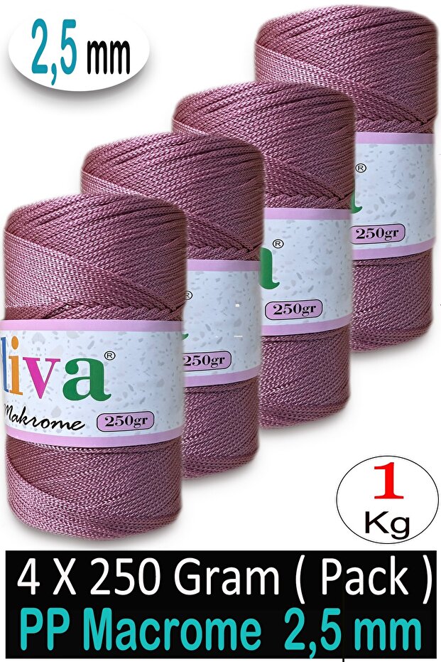 2.5 mm Polip Macrame (1 Kilo) 90 Dried Roses (Pack of 4)