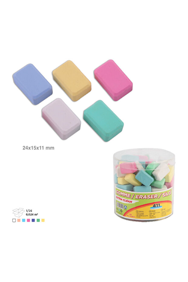 Colorful Mini Erasers Mixed Colors 30 Pieces
