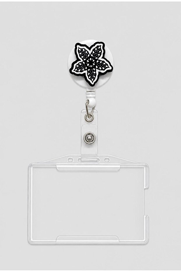 Black Floral Patterned Yoyo Collar