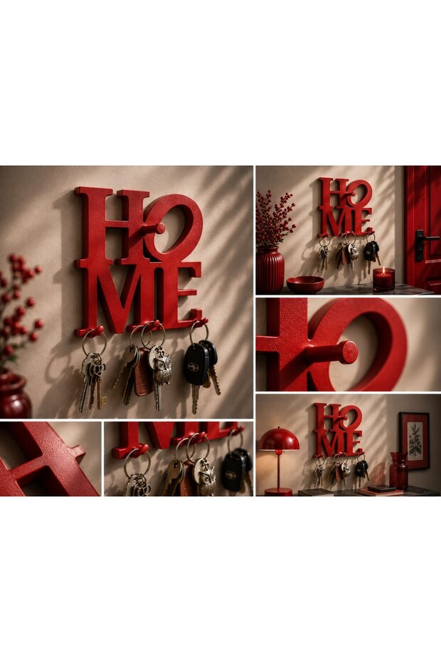 حامل مفاتيح حائطي مكتوب عليه Modern HOME - مزخرف ومفيد مقاس 14 × 14 سم