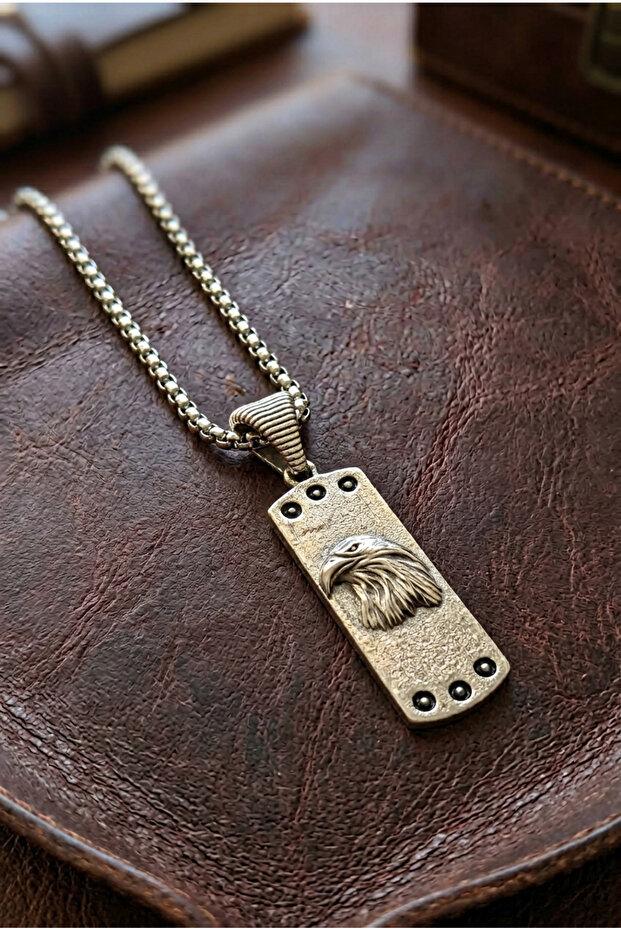 Minimalist Style Stainless Steel Men's Necklace with Eagle Figure