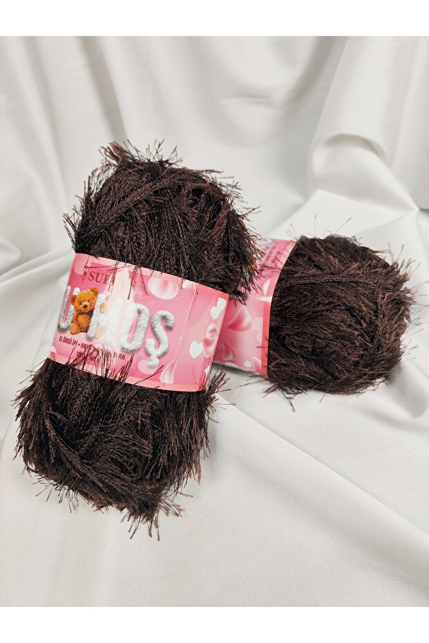 Yumoş Bearded Dark Brown Hand Knitting Yarn 100Gr. (2 Pieces) - Color: 34