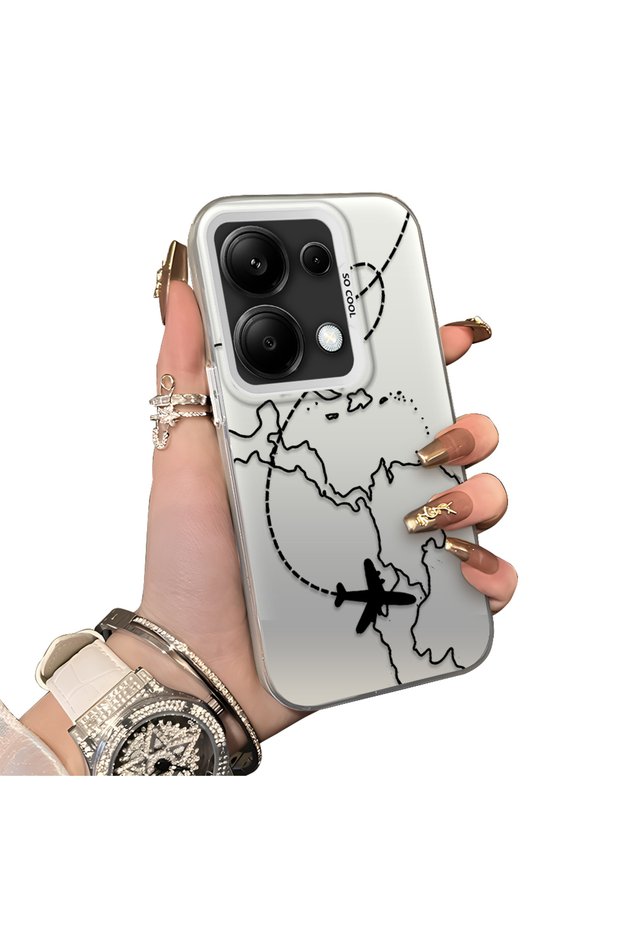 Poco M6 Pro 4g Compatible Travel-Themed Map Airplane Printed Impact Protective Hard Case