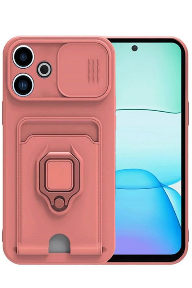 Ilkeshop New Redmi 13 4g Case Zuma Silicone with Business Card Holder and Ring (181020) - Pink