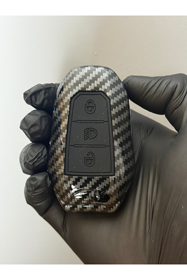 For Peugeot 208 508 5008 Citroen Berlingo C-Elysee Opel 3 Button Carbon Fiber Remote Key Protection Case Black