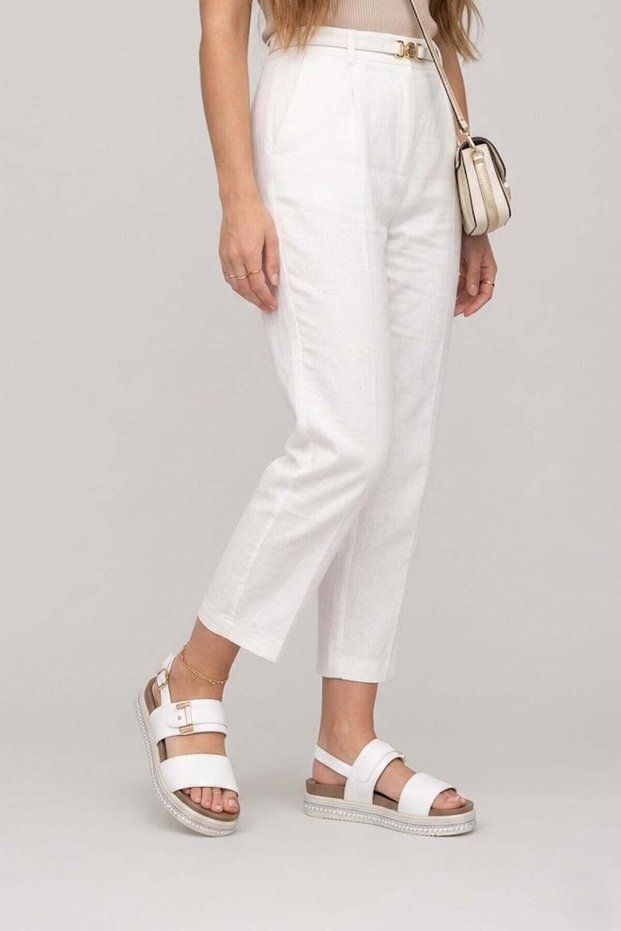 Elit Hml4124 Women's Stoned Flat Sandals White