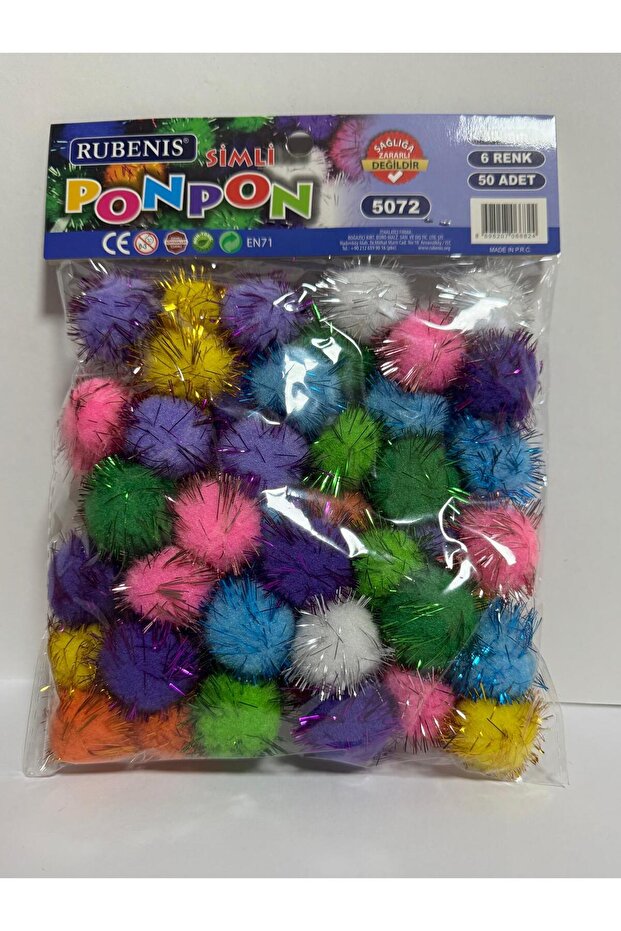 Pompon 6 Colors 30 mm Metallic Mixed Pack of 50