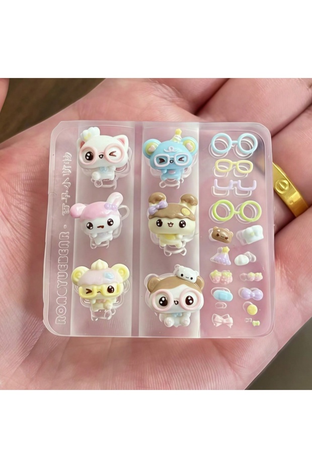 PF-337 Silicone Nail Art Mold Cute Cartoon Pet Bear Frame Dessert Accessory 3D Nail Art Design Tool