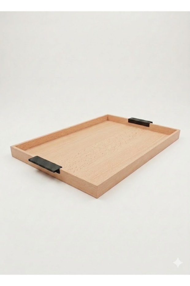 Service Tray with Black Metal Handles