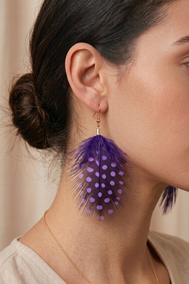 Ethnic Hippie Style Feather Earrings 7 Cm.