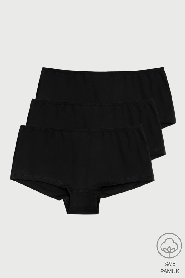 3-Piece Black Cotton/Elastane Girls' Hipster Panties Set Lcimarina