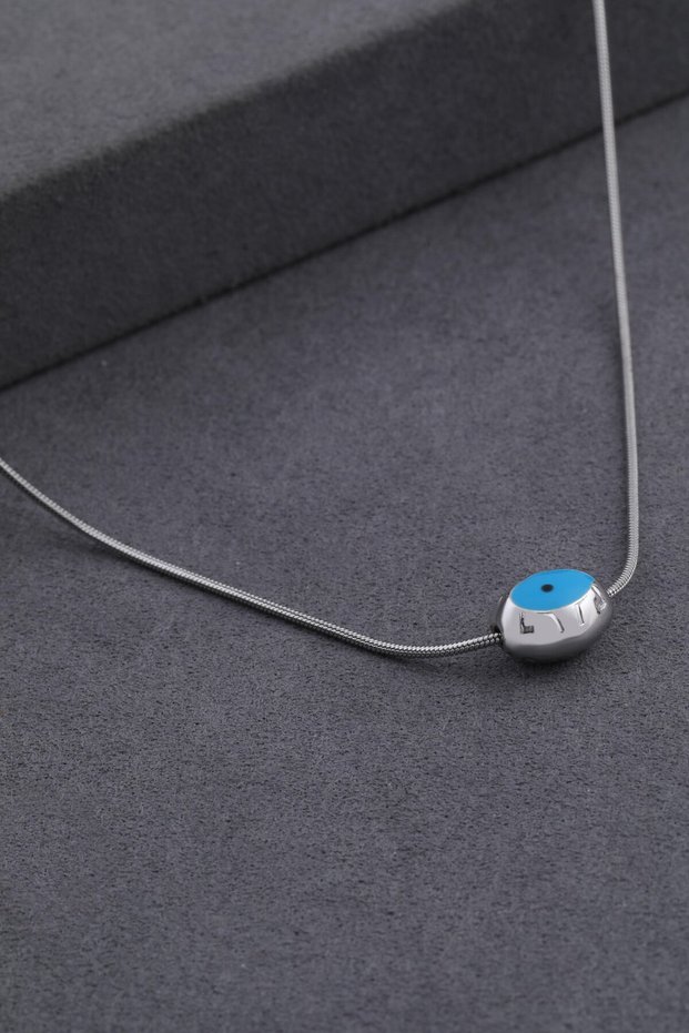 316 L Stainless Steel - Anti-Allergic - Non-Tarnish -Steel Chain- Steel Blue Eye - Design Necklace