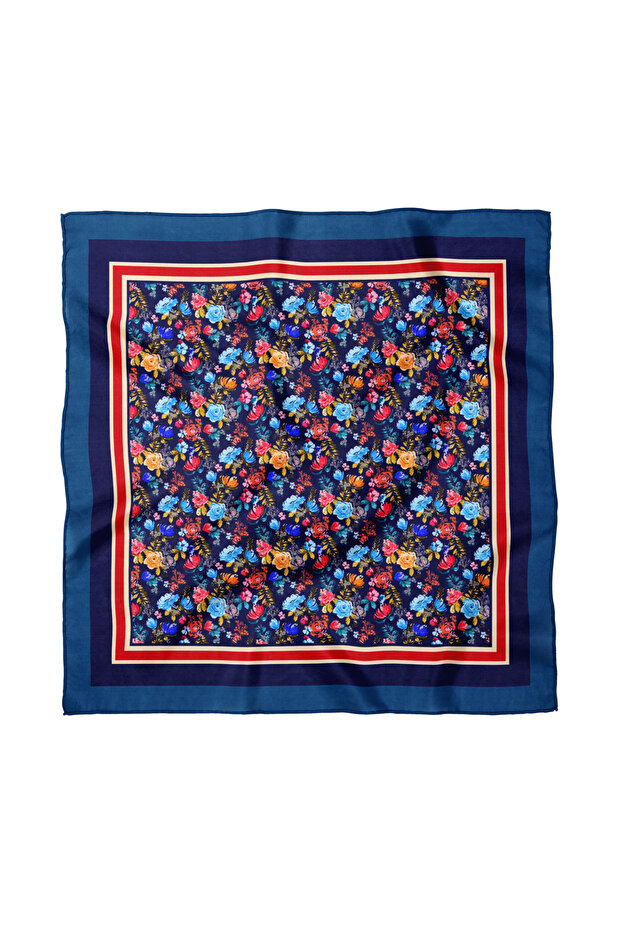 وشاح / باندانا منقوشة بالزهور مقاس 50×50 سم