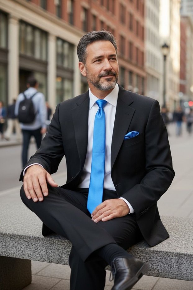 Men's Solid Color Tie And Handkerchief Set Men's Necktie